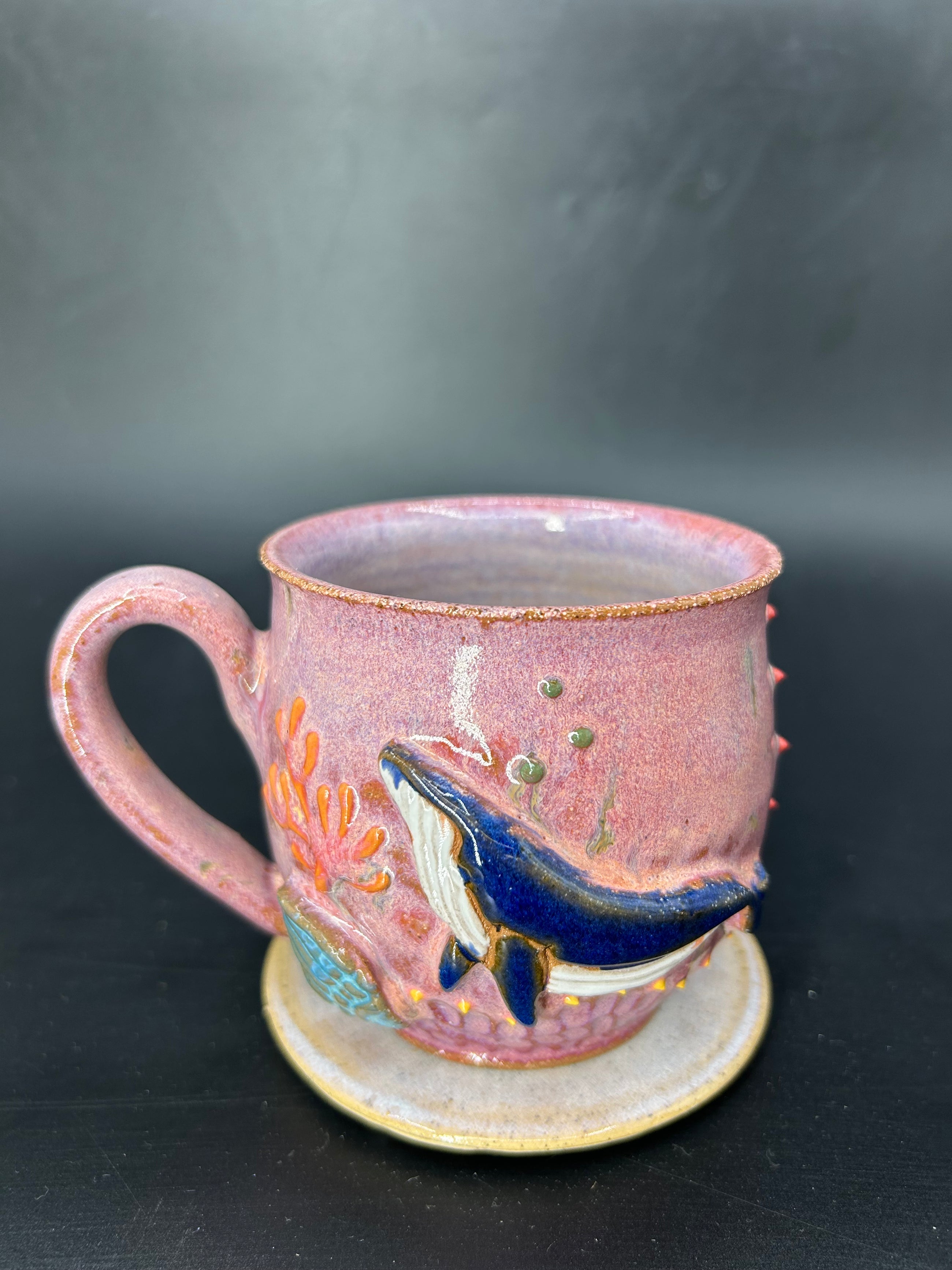 MEDIUM WRAP AROUND whale coral mug 20