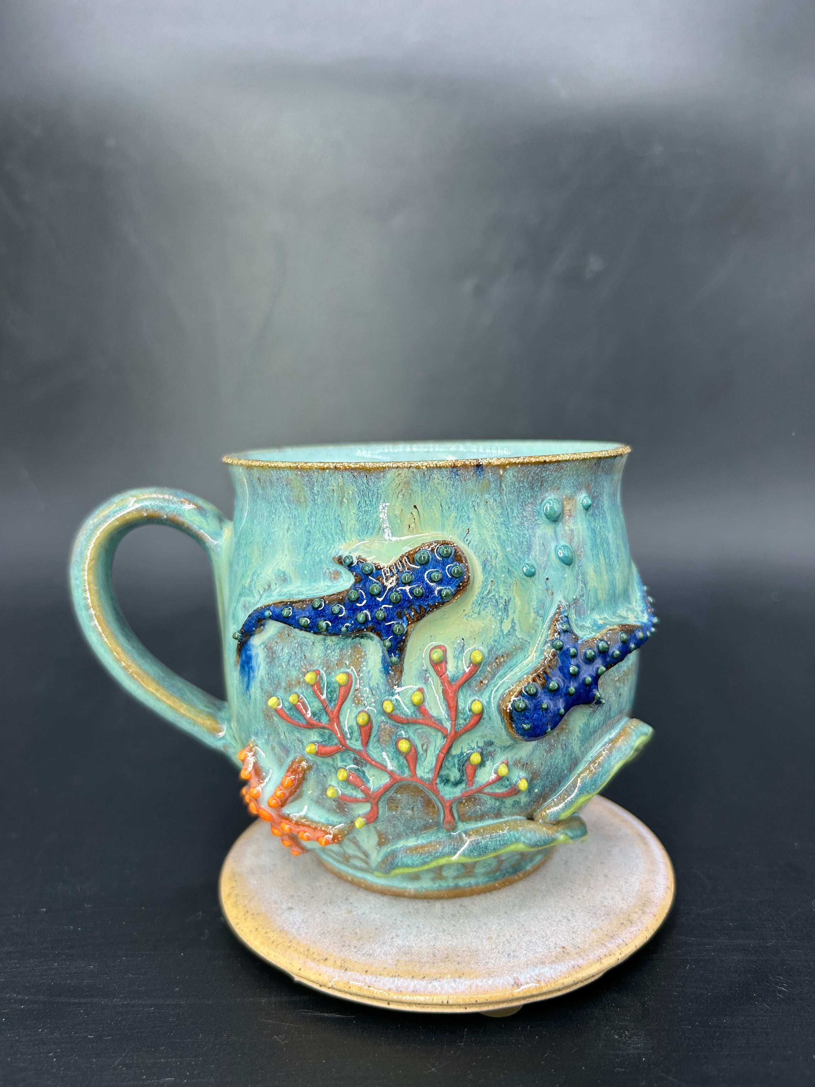 MEDIUM whale shark coral mug 1