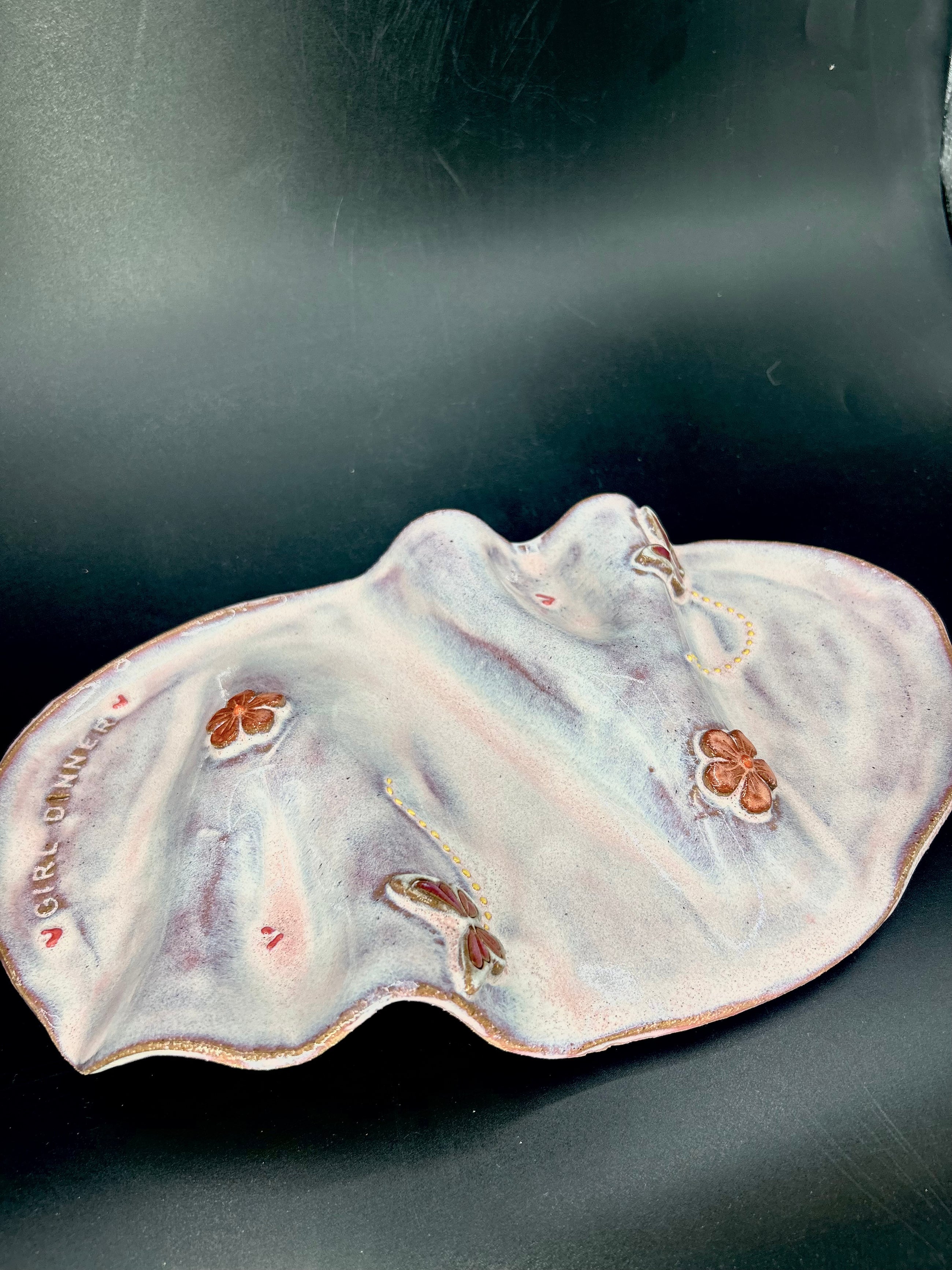 NEW - GIRL DINNER CHARCUTERIE BOARD for two - butterflies / flowers