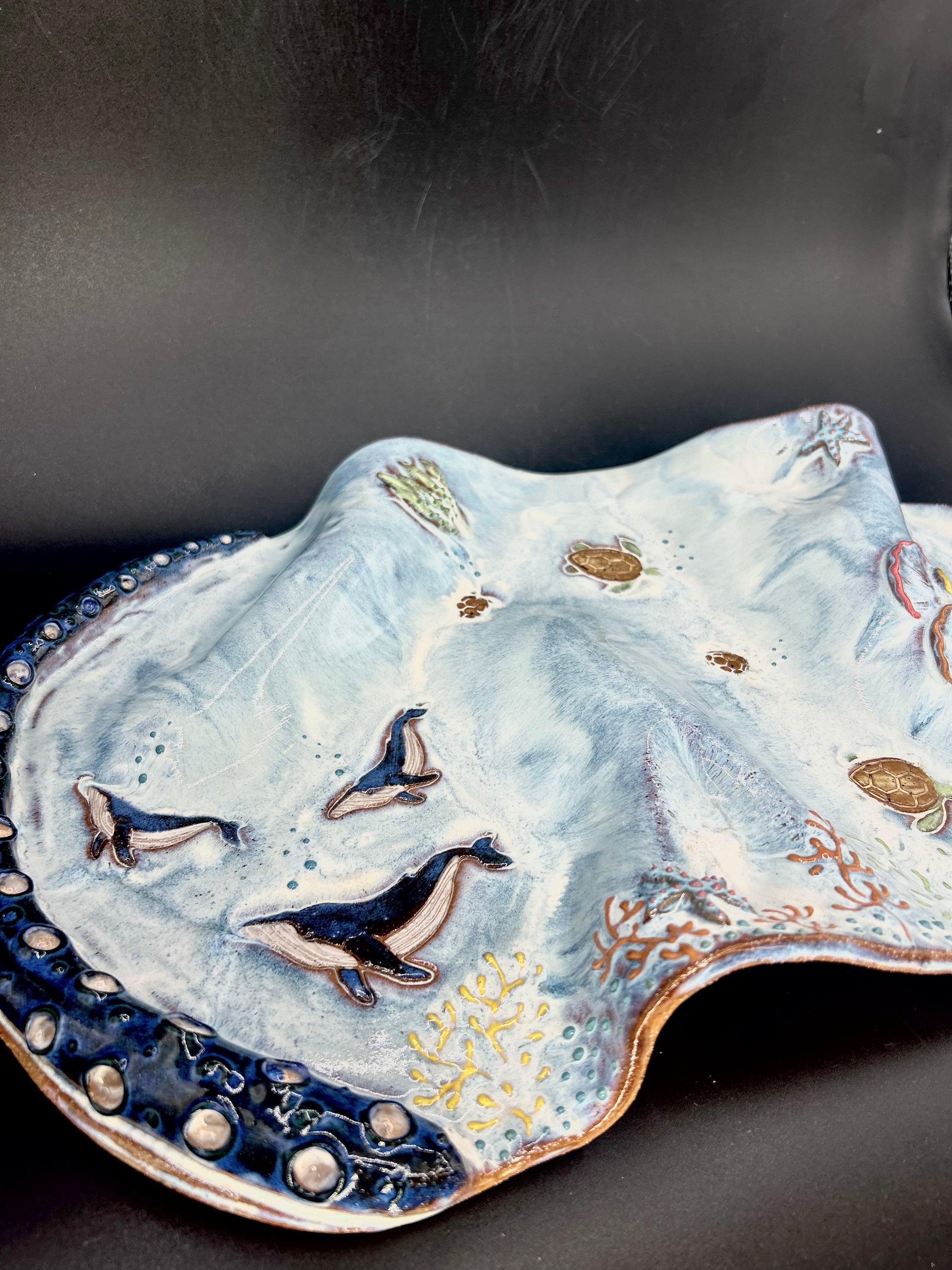 NEW - LARGE CHARCUTERIE BOARD - whale / turtles octopus tentacle