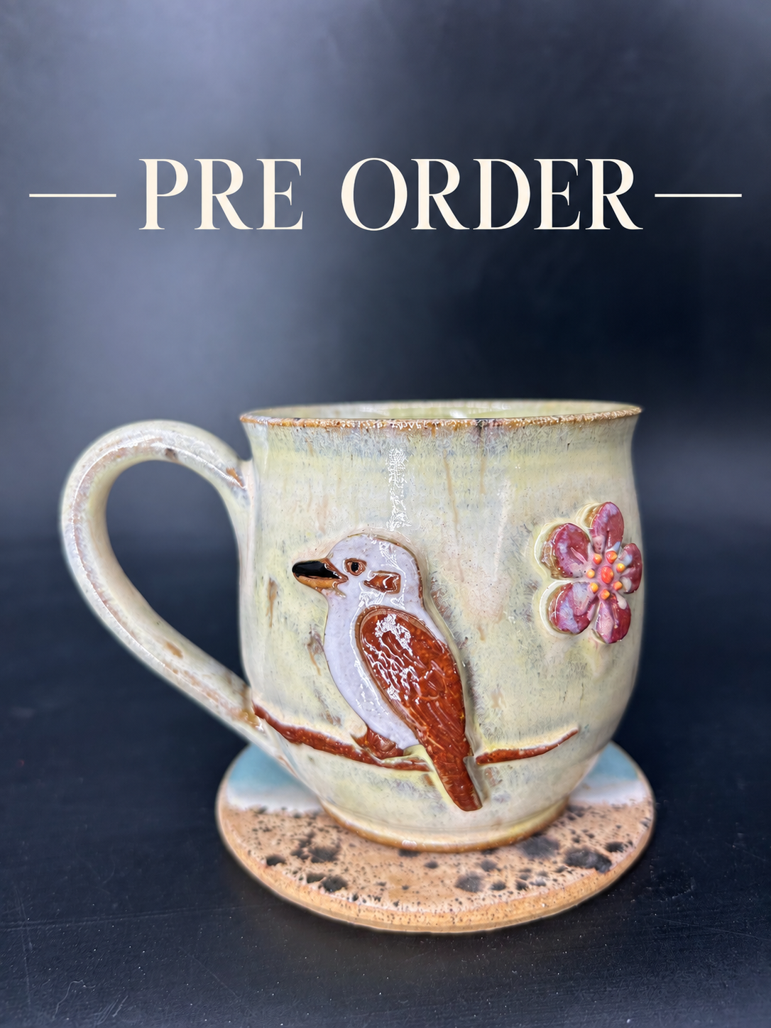 PRE ORDER - MEDIUM Australian kookaburra/ flower mug 5