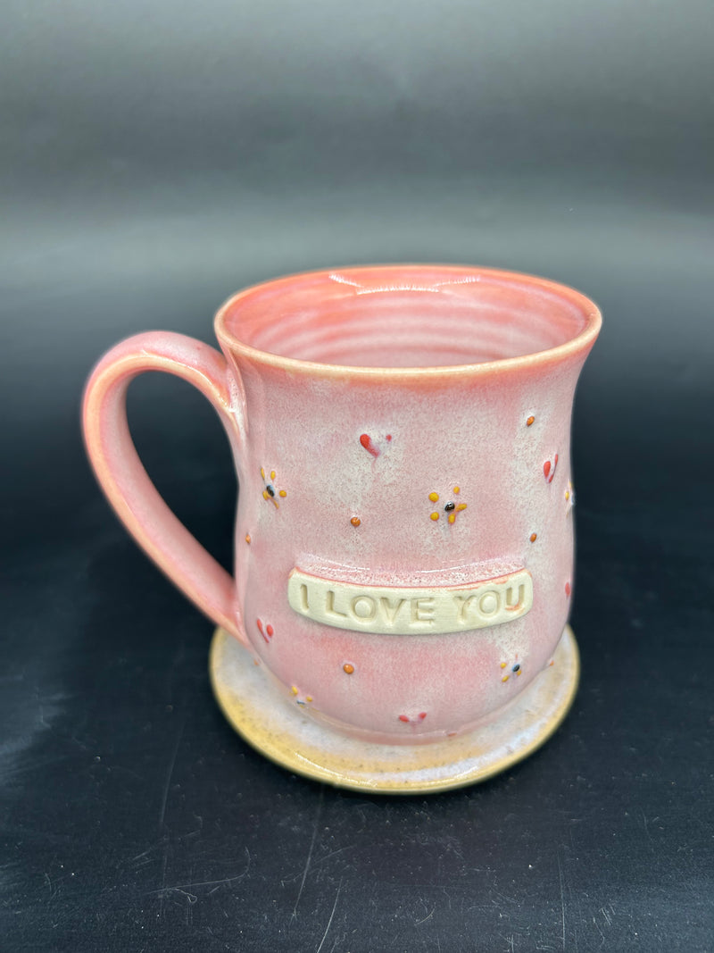 MEDIUM flower/heart mug 4 - I LOVE YOU