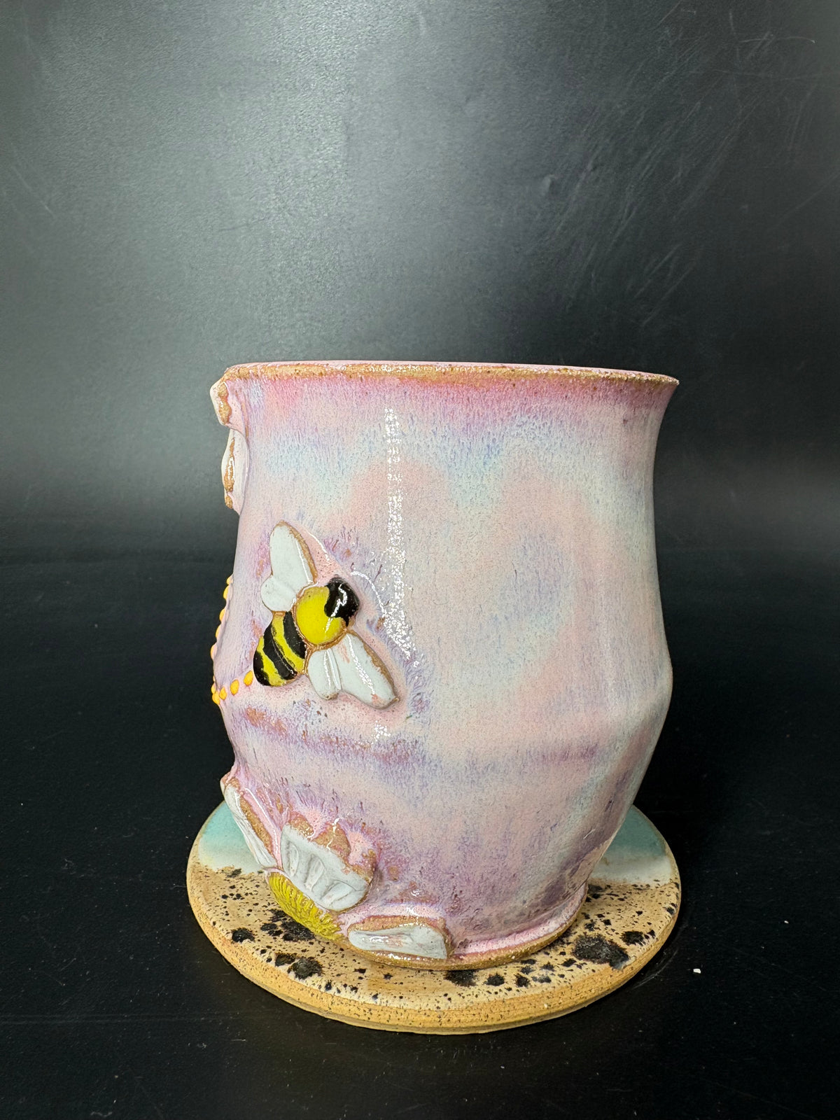 MEDIUM - Pink Bee / Flower Mug