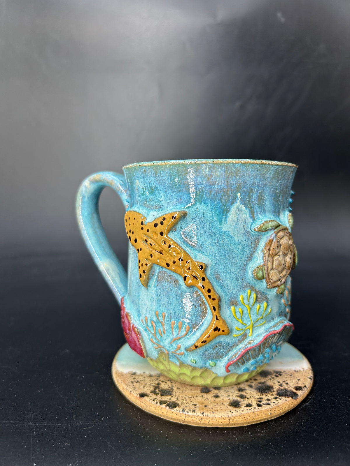 MEDIUM turtle / leopard shark mug 5