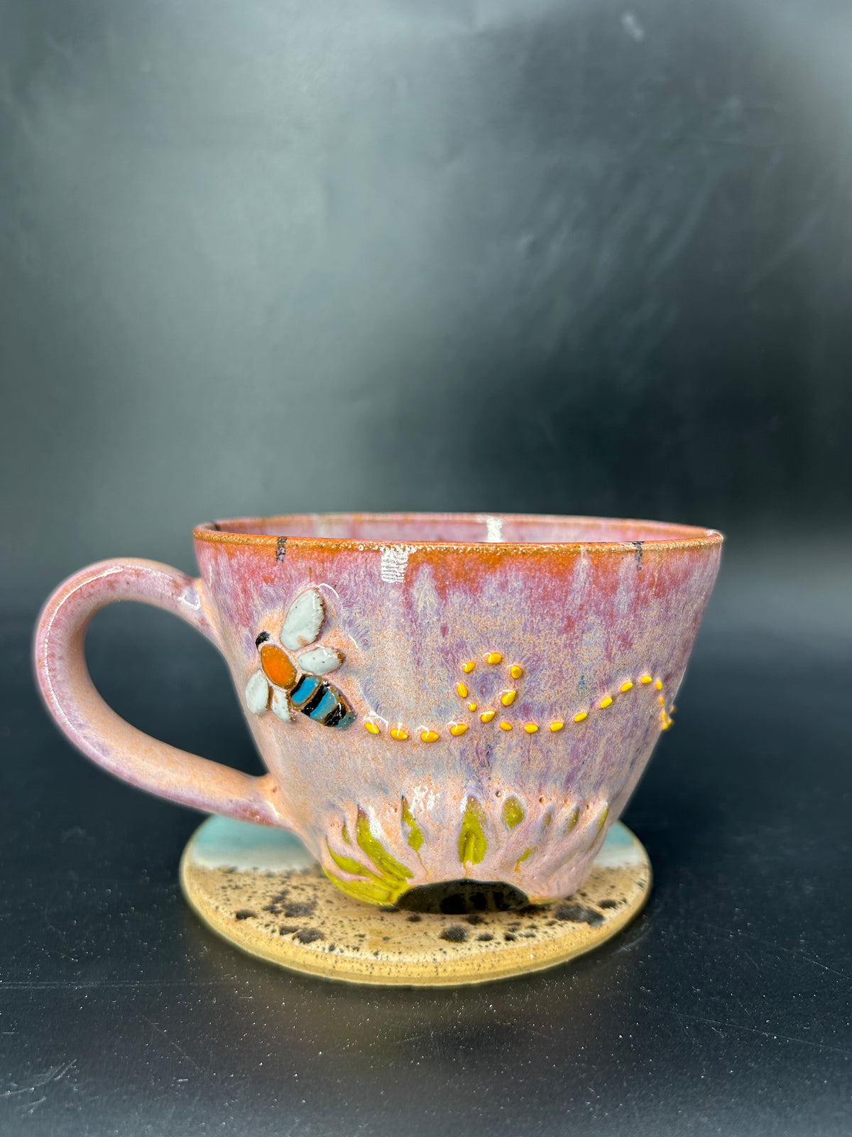 SMALL bee / flower coffee cup
