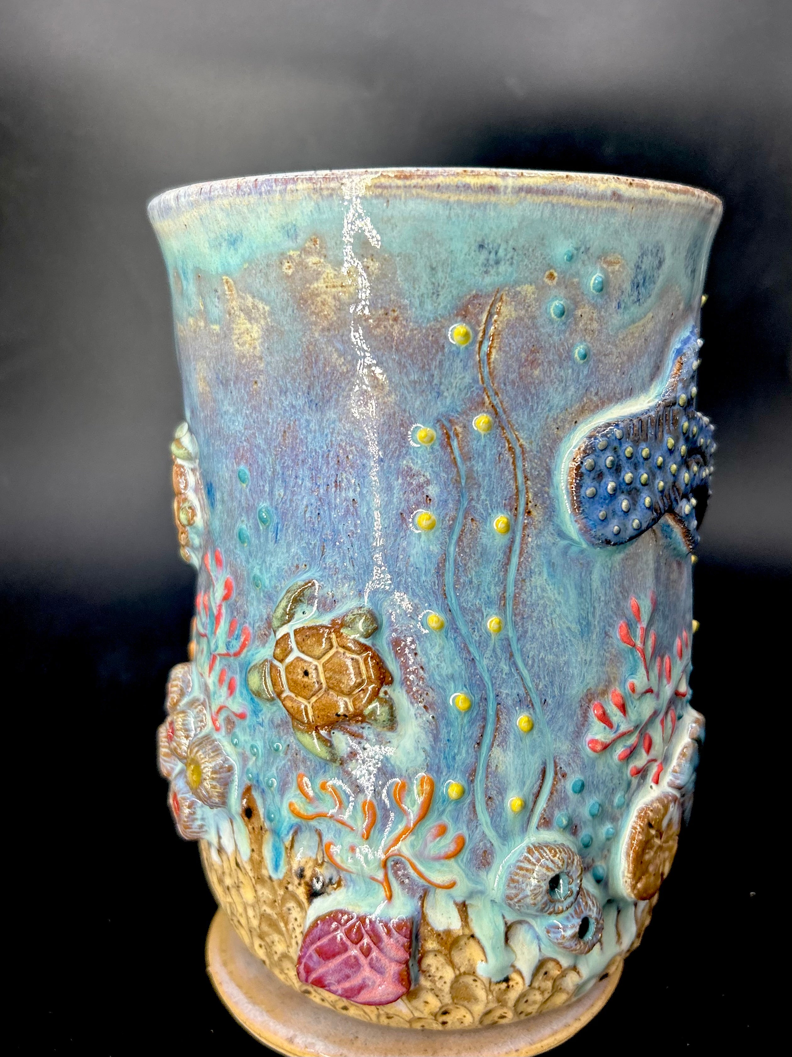 WRAP AROUND Ocean Animal - Coral VASE