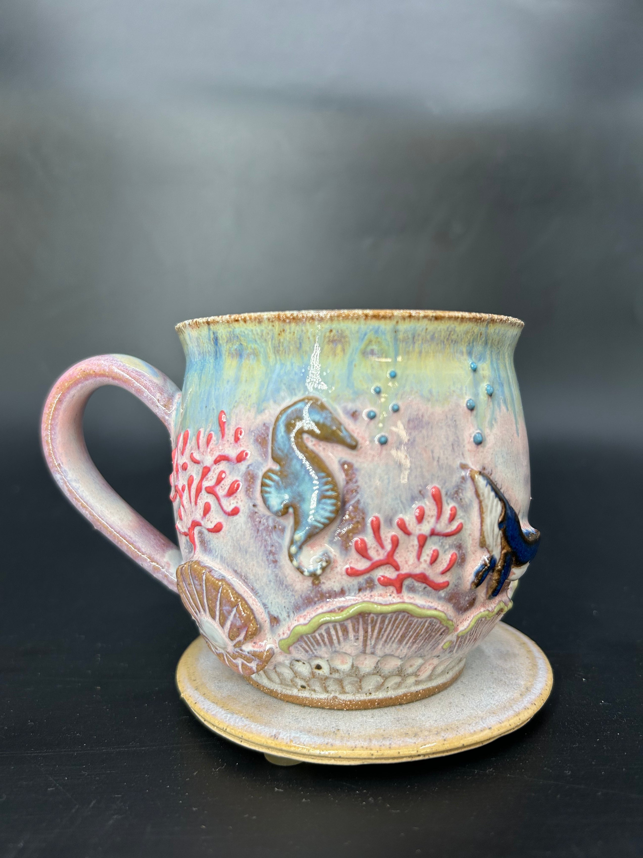 MEDIUM whale / seahorse mug 4