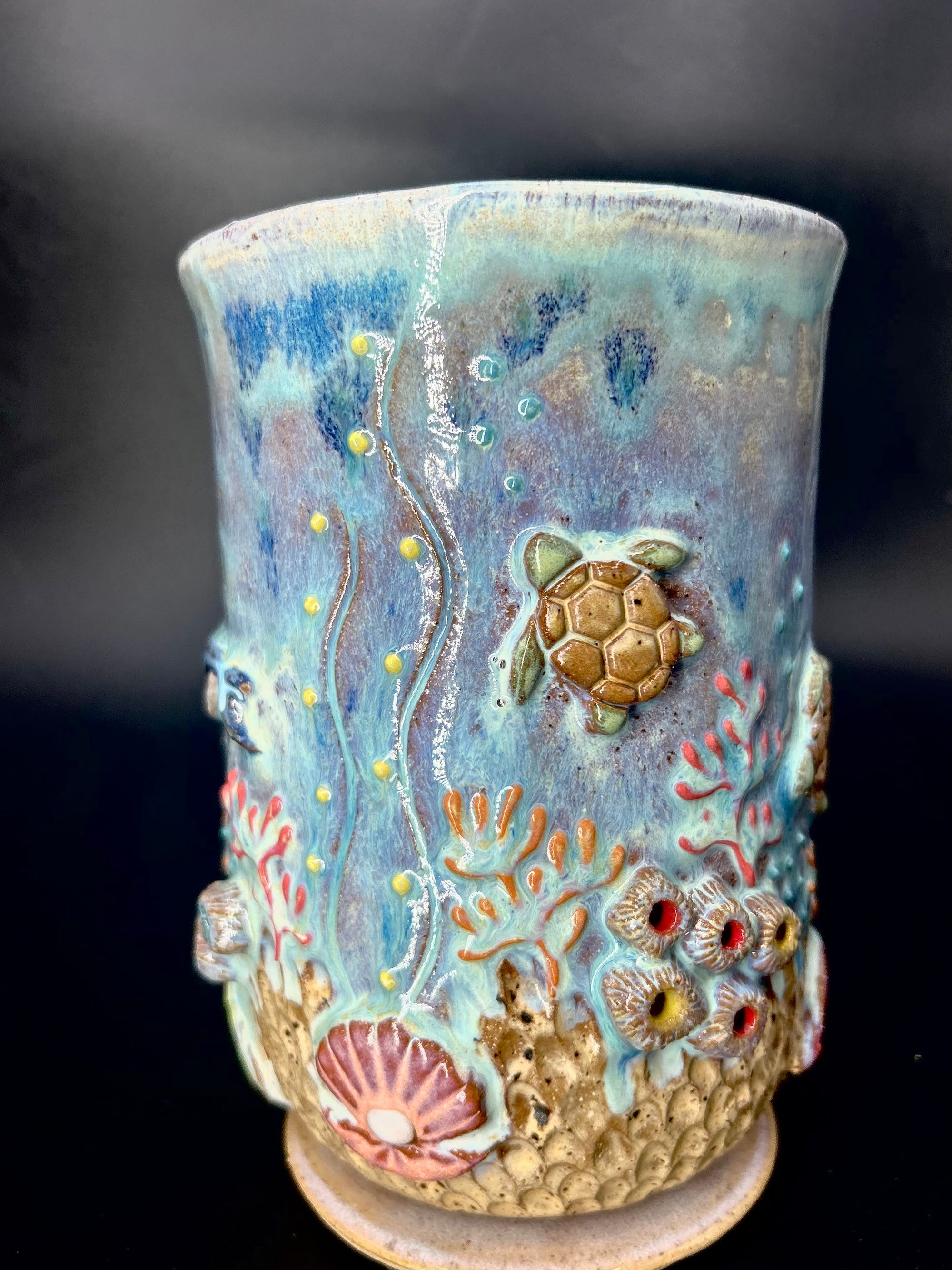 WRAP AROUND Ocean Animal - Coral VASE