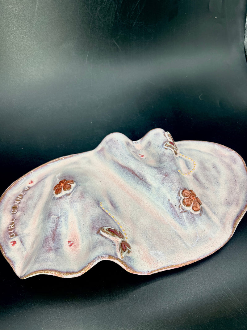 NEW - GIRL DINNER CHARCUTERIE BOARD  for two - butterflies / flowers
