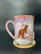 LARGE WRAP AROUND Australian kangaroo / kookaburra mug 5
