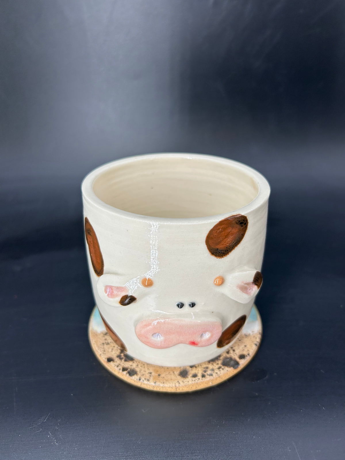 Patchy cow canister- no lid