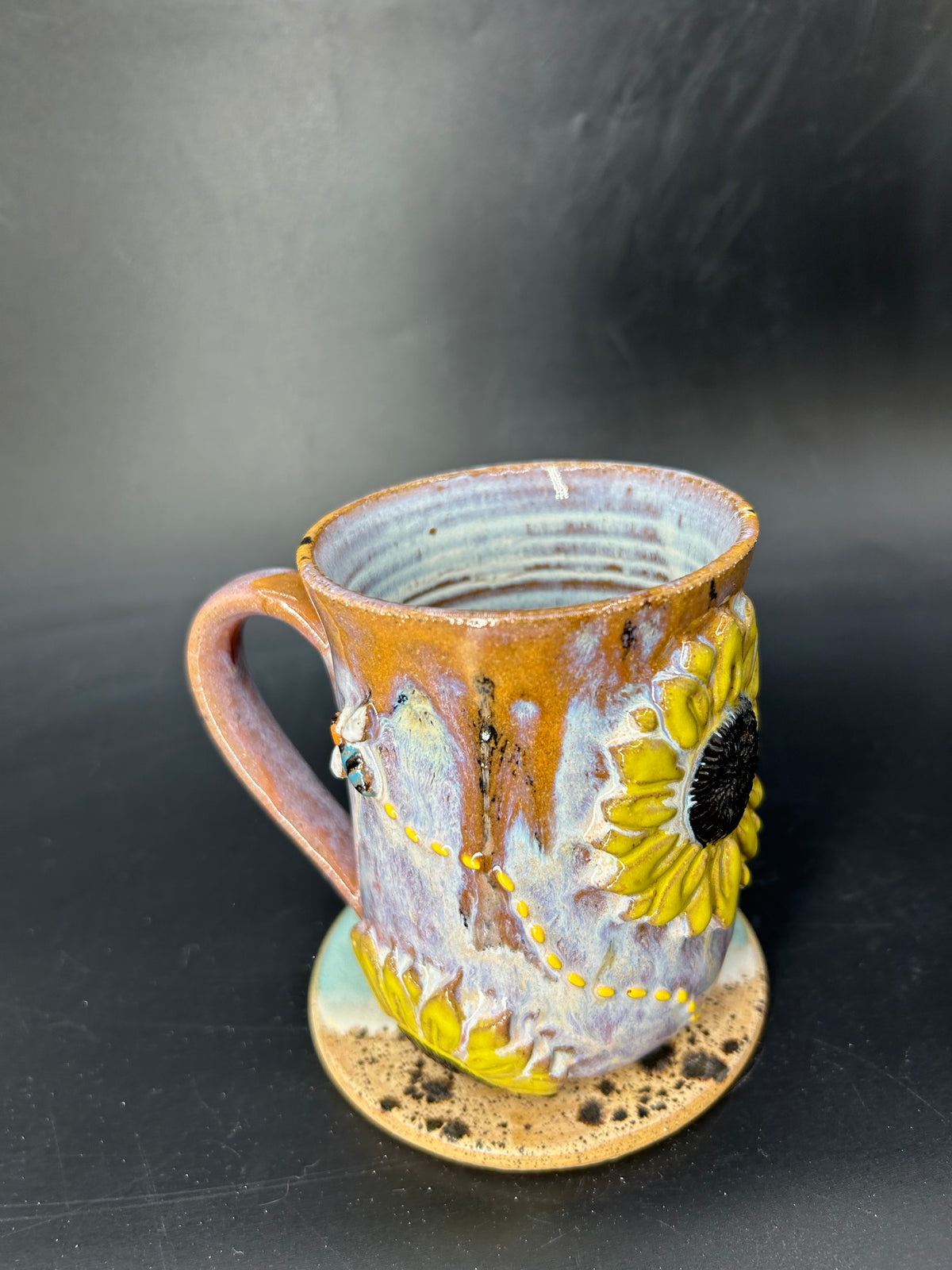 MEDIUM sunflower / bee mug 3