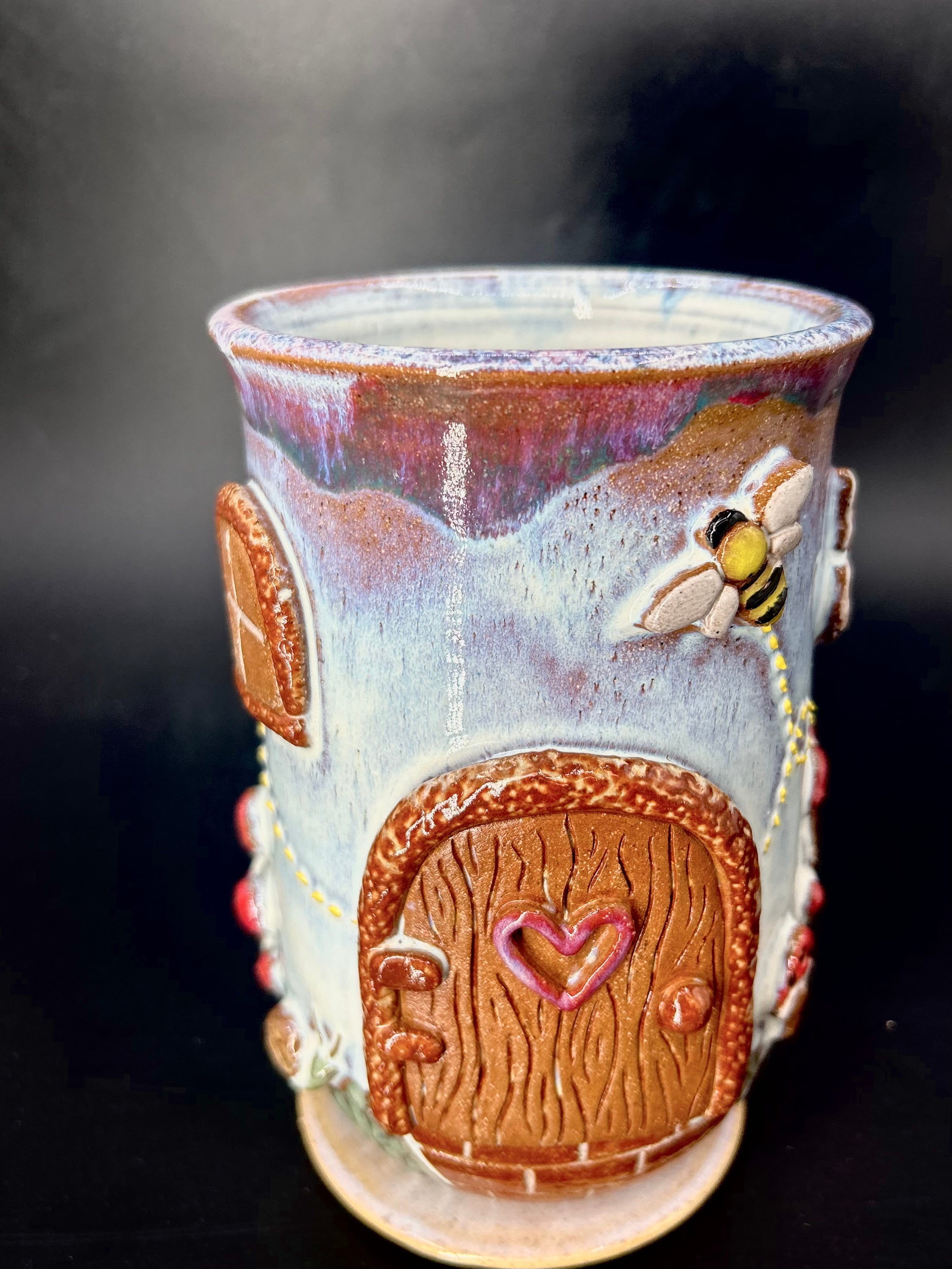 NEW - fairy door / Bee-Mushroom VASE