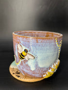 IMPERFECT wrap around flower / bee canister- no lid