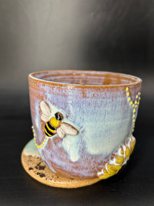 IMPERFECT wrap around flower / bee canister- no lid