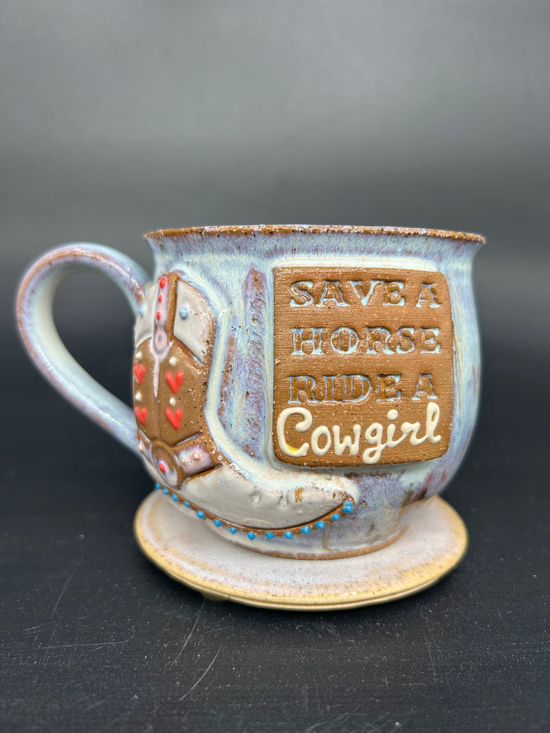 Country cowgirl boot mug - SAVE A HORSE RIDE A COWGIRL