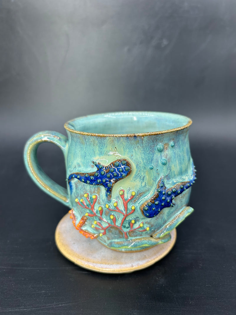 MEDIUM whale shark coral mug 1