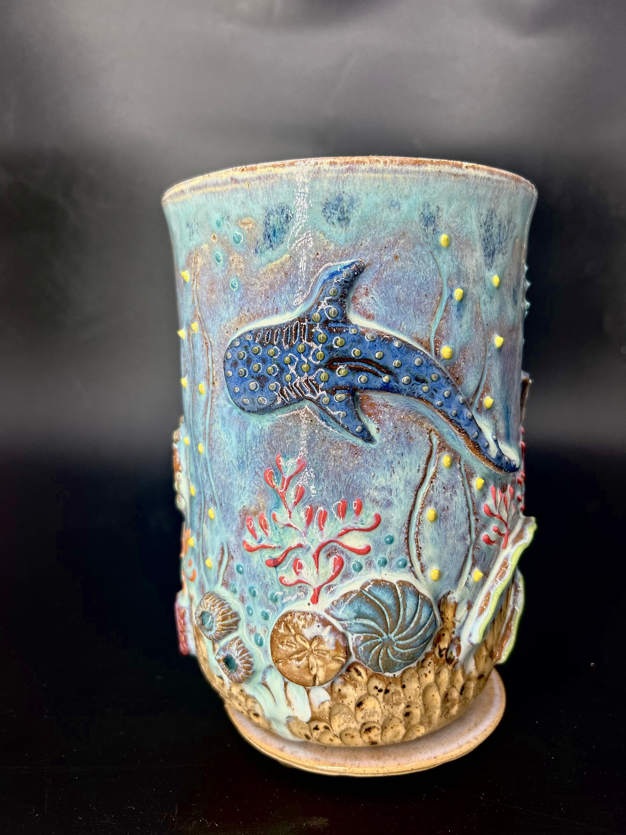 WRAP AROUND Ocean Animal - Coral VASE