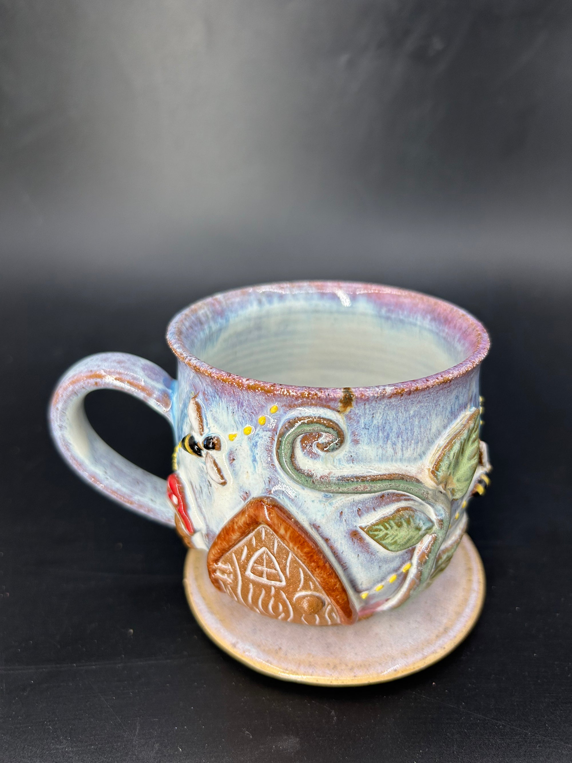 MEDIUM fairy door / vine / mushroom / bee mug 7
