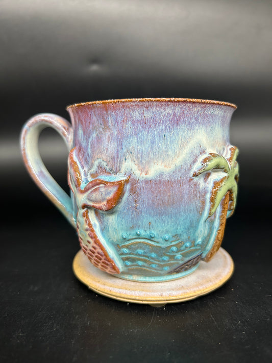 MEDIUM Mermaid tail / palmtree mug 4