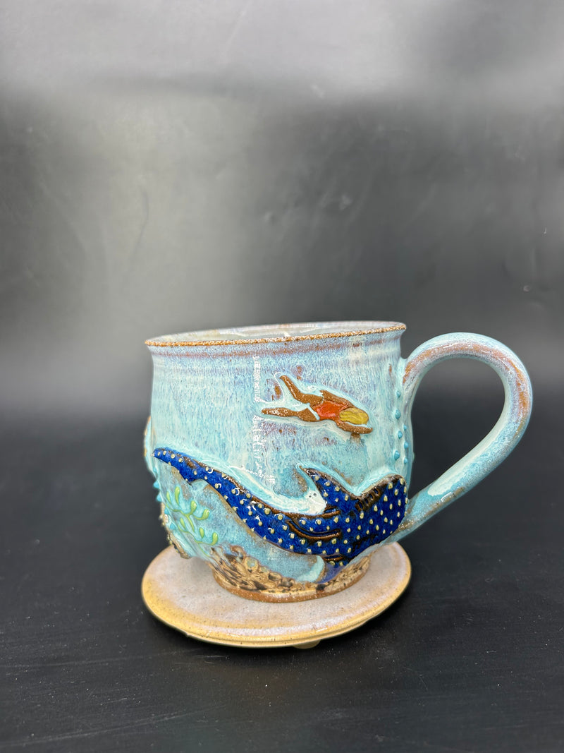 MEDIUM WRAP AROUND whale shark / swimmer mug 13