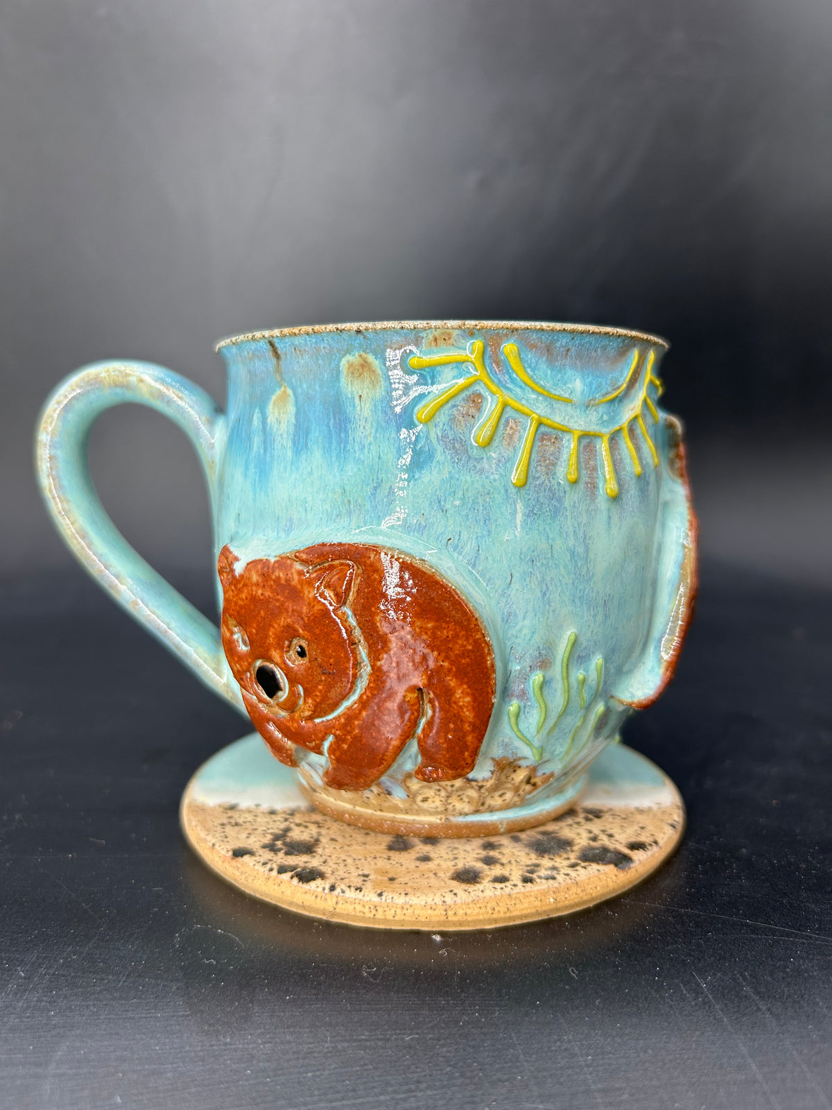 MEDIUM- WRAP AROUND Australian wombat / kangaroo mug 6