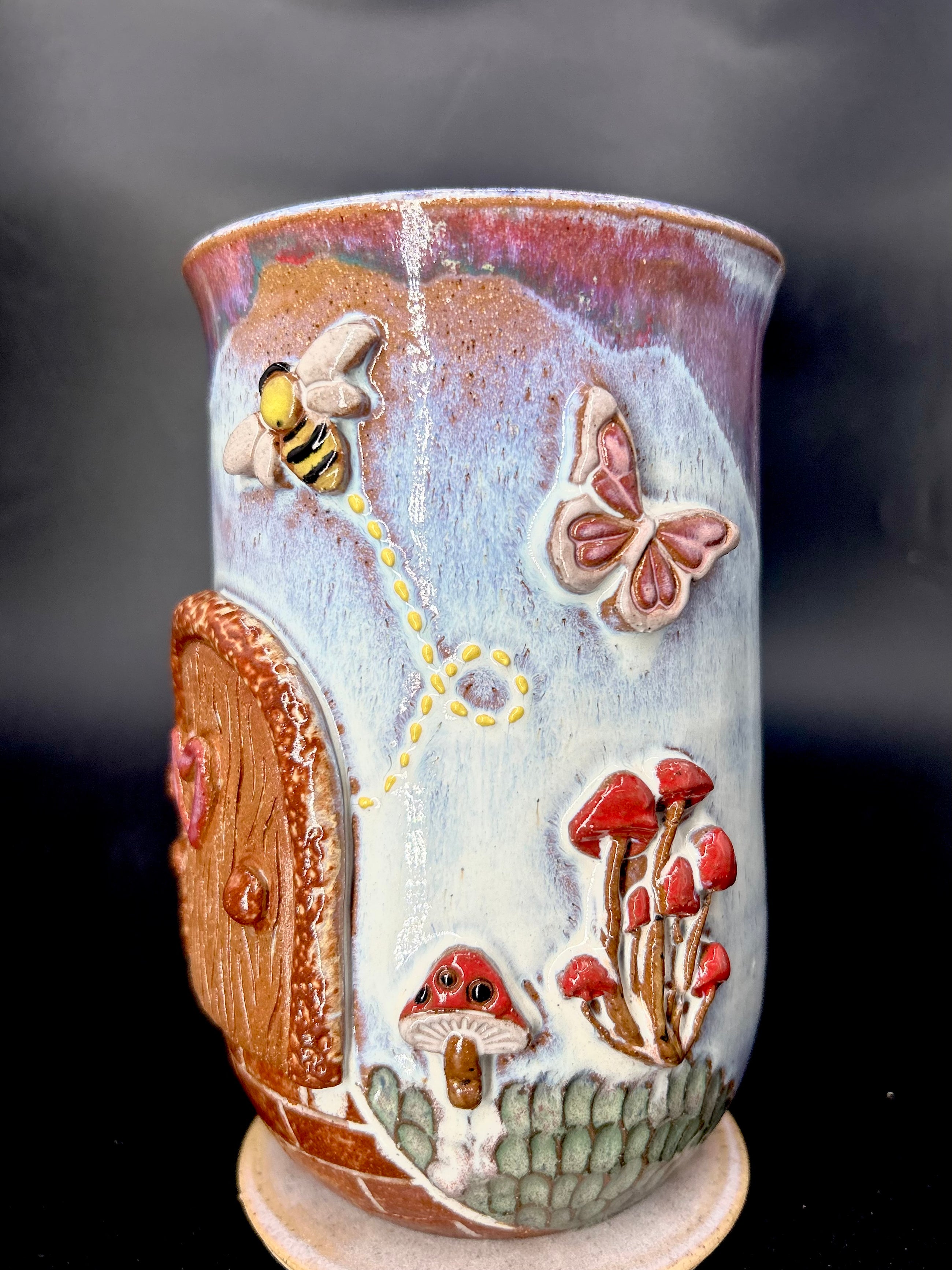 NEW - fairy door / Bee-Mushroom VASE