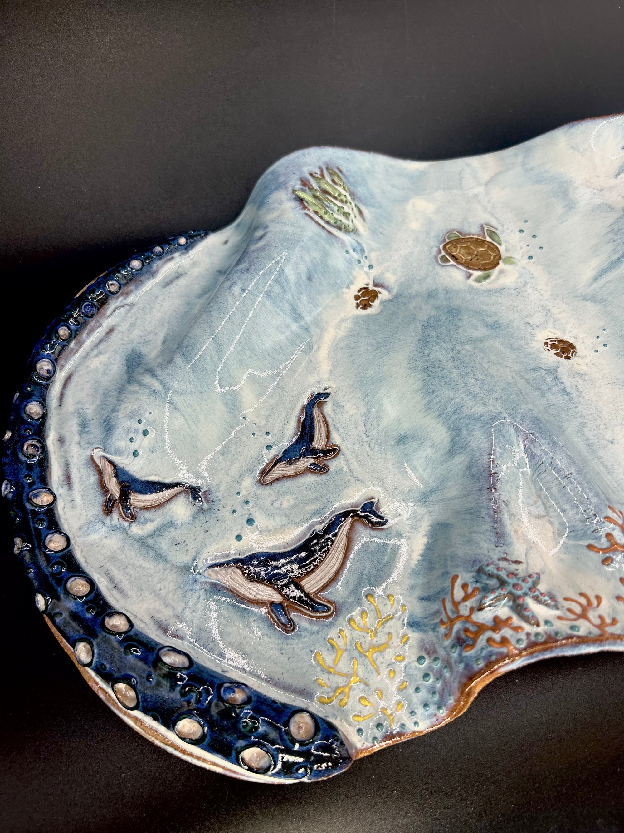 NEW - LARGE  CHARCUTERIE BOARD - whale / turtles octopus tentacle