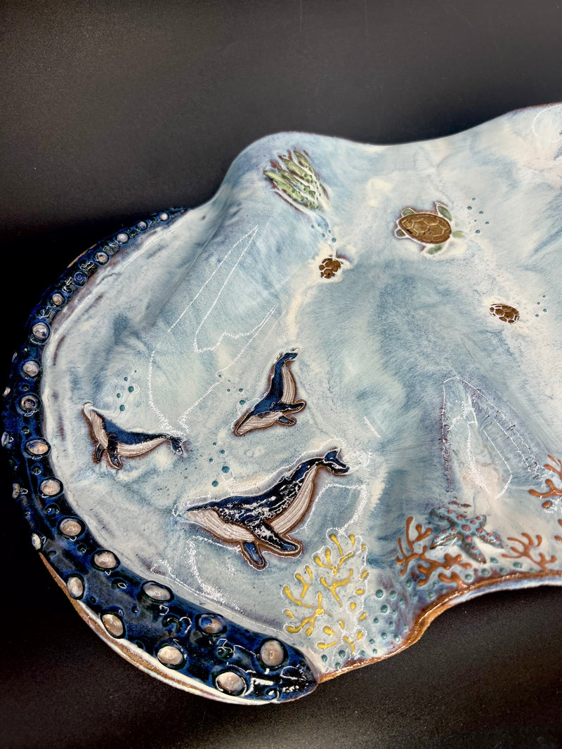 NEW - LARGE  CHARCUTERIE BOARD - whale / turtles octopus tentacle
