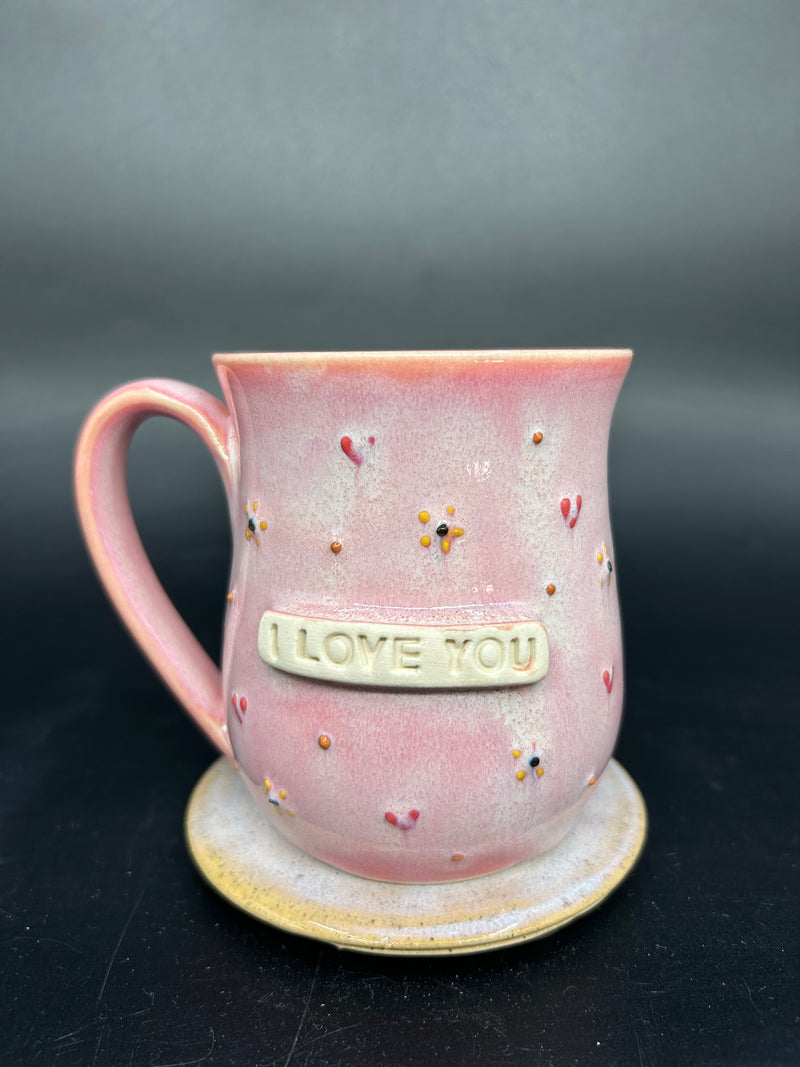 MEDIUM flower/heart mug 4 - I LOVE YOU