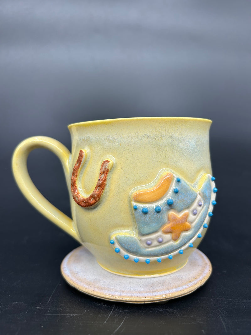 MEDIUM WHITE CLAY Country Cowgirl hat mug 3