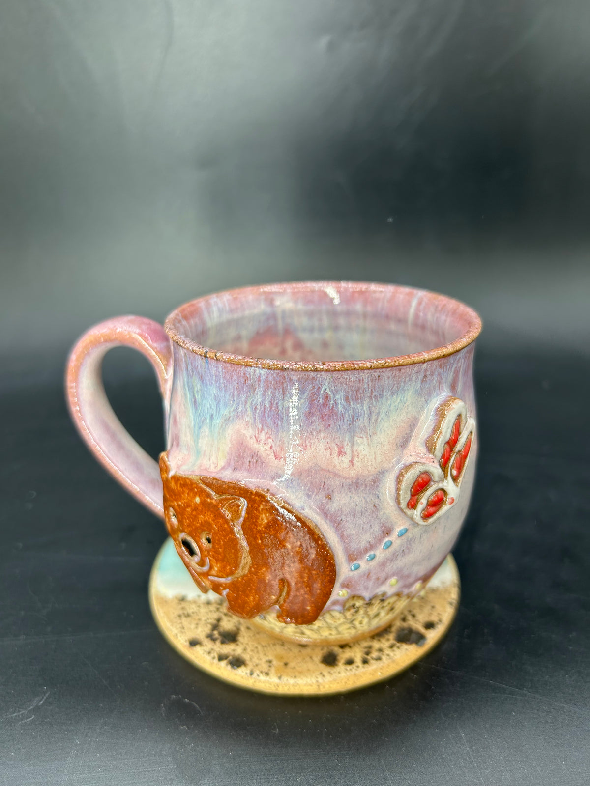 MEDIUM Australian wombat / butterfly mug 1