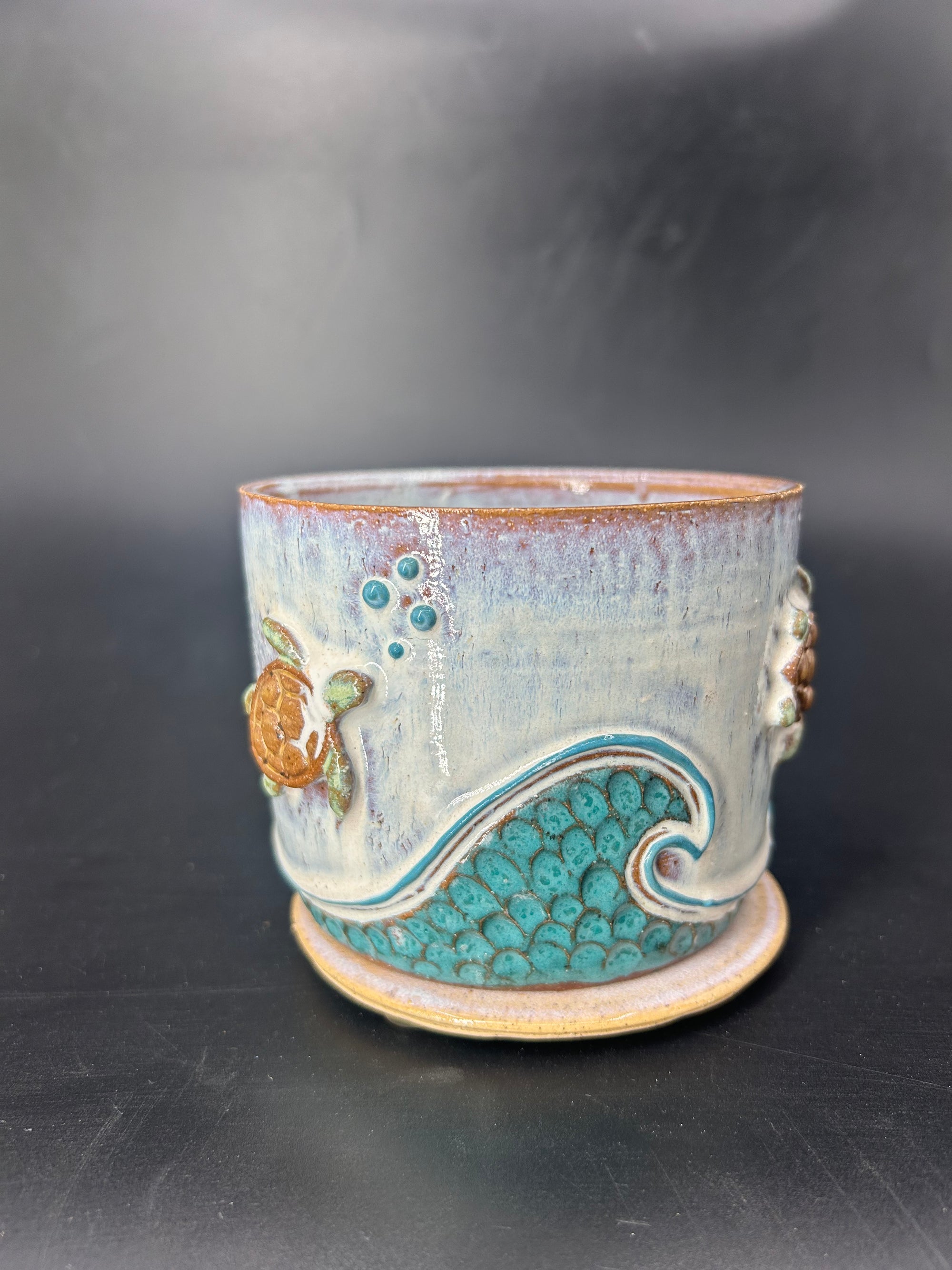 NEW - WRAP AROUND turtle wave CANISTER - no lid