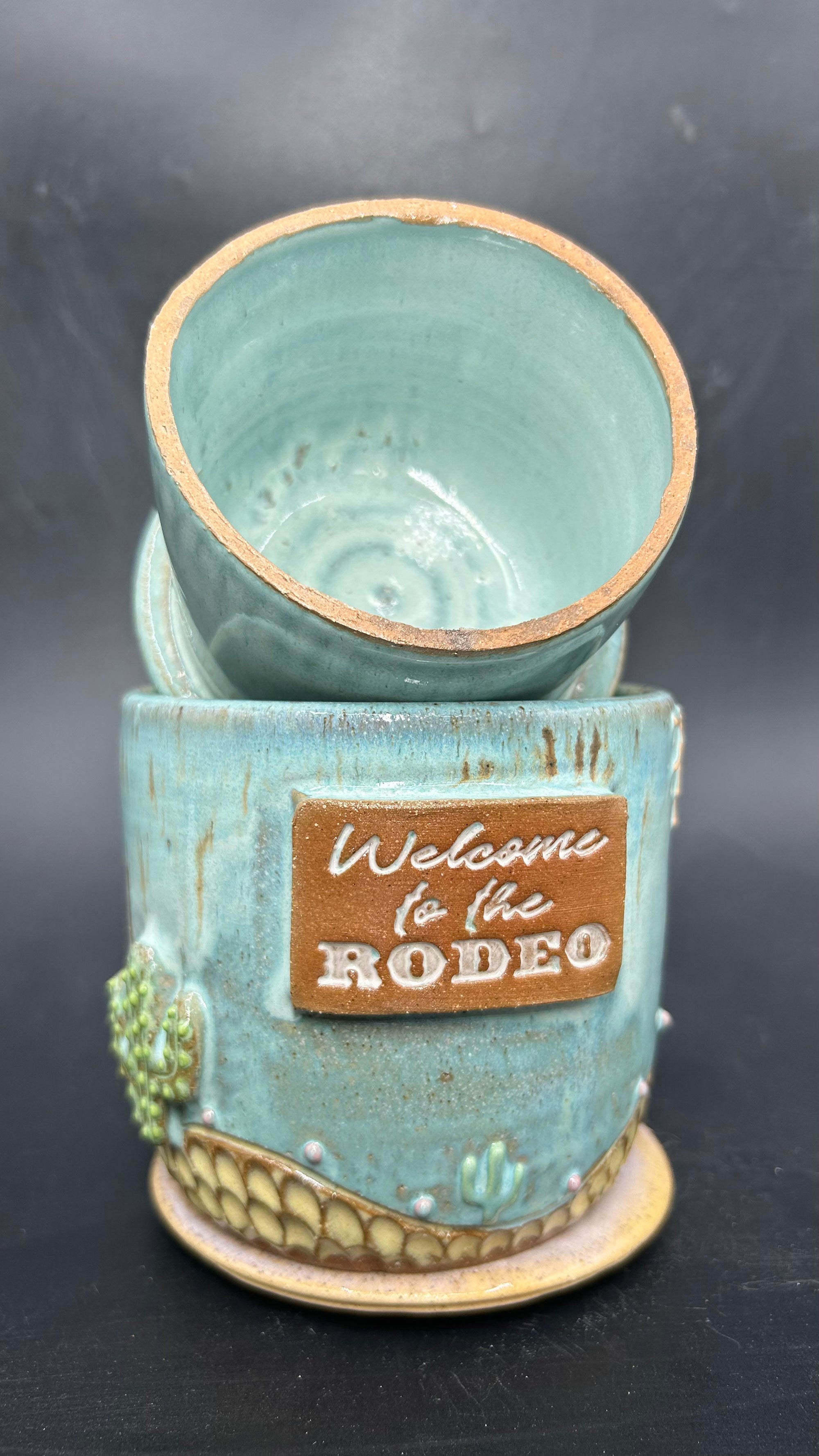 NEW - WRAP AROUND country cactus BUTTER BELL - welcome to the rodeo