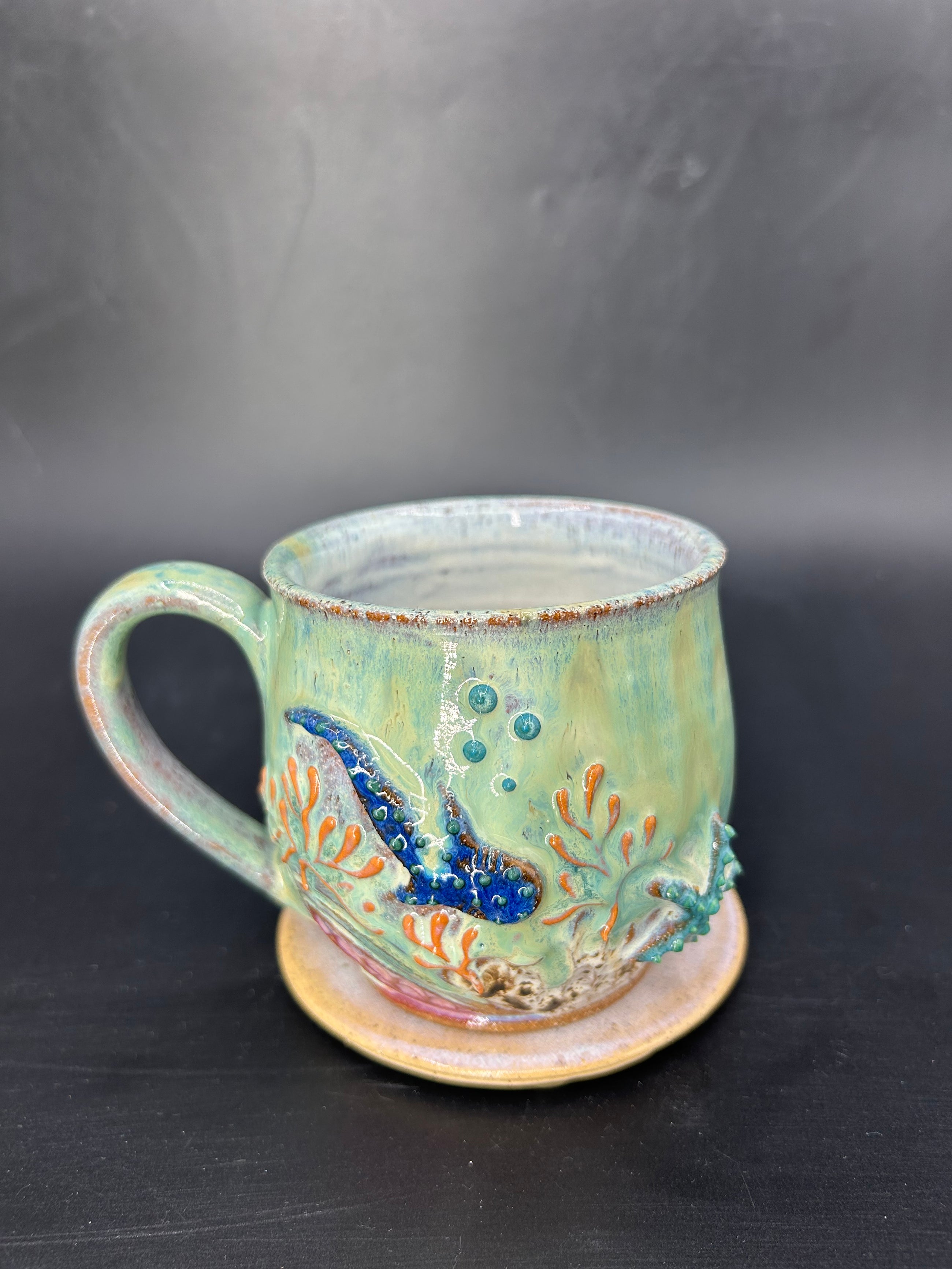 MEDIUM whale shark coral mug 14
