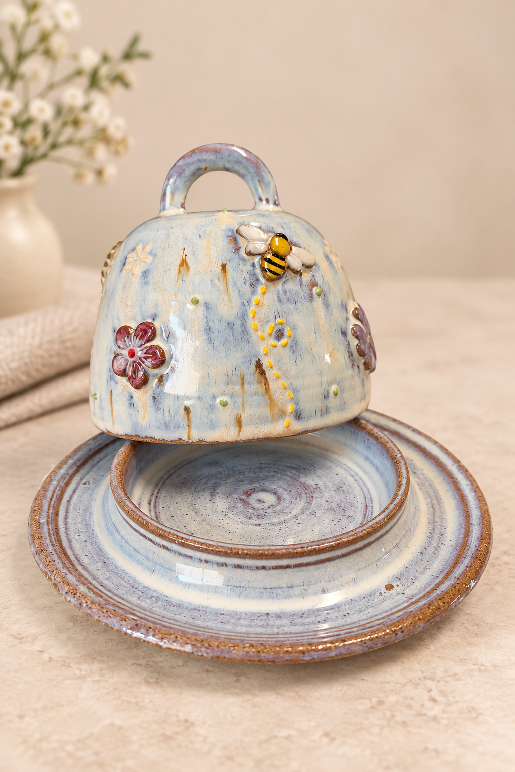 Bee / Floral Butter Dish