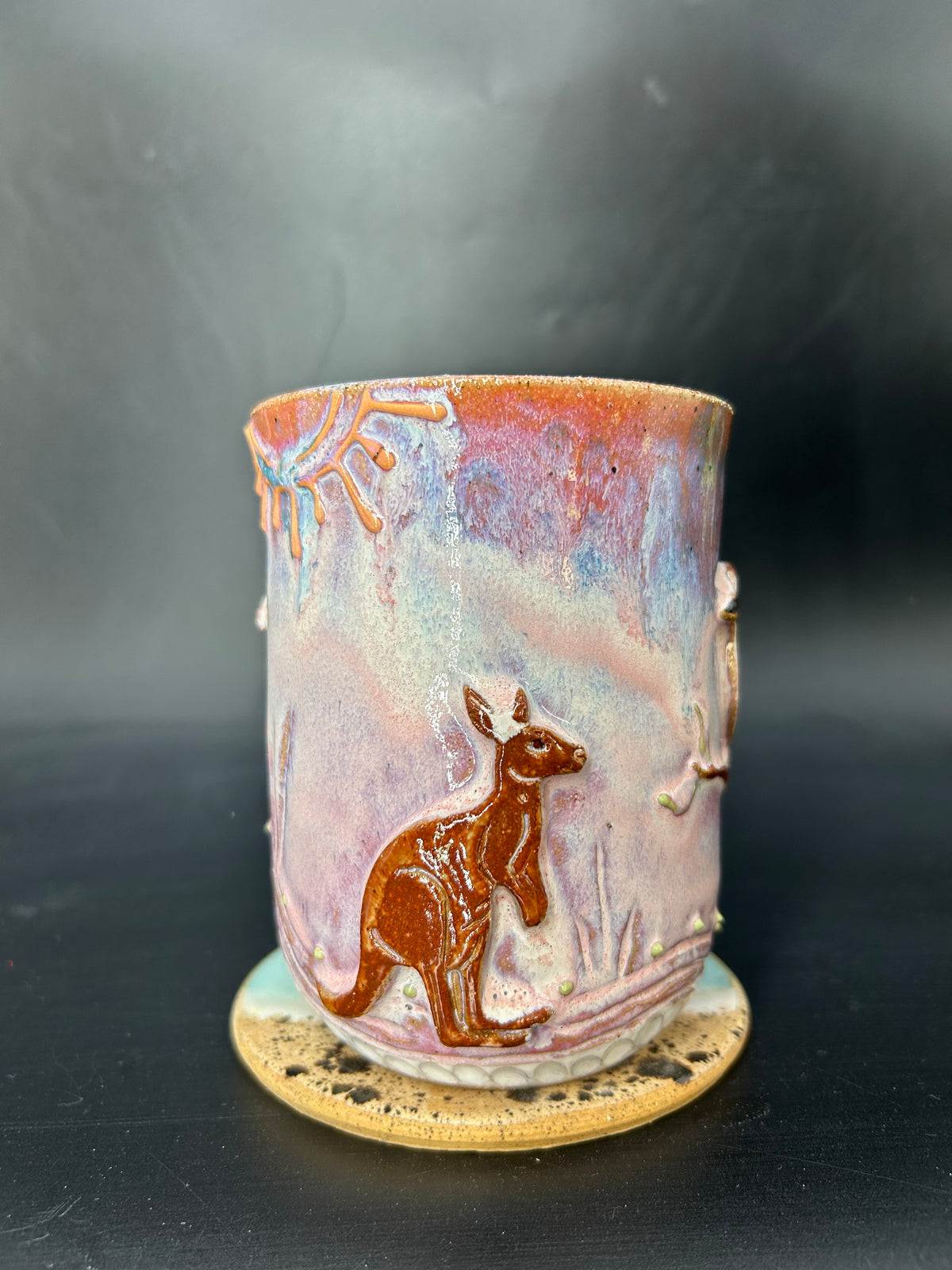 LARGE WRAP AROUND Australian kangaroo / kookaburra mug 5