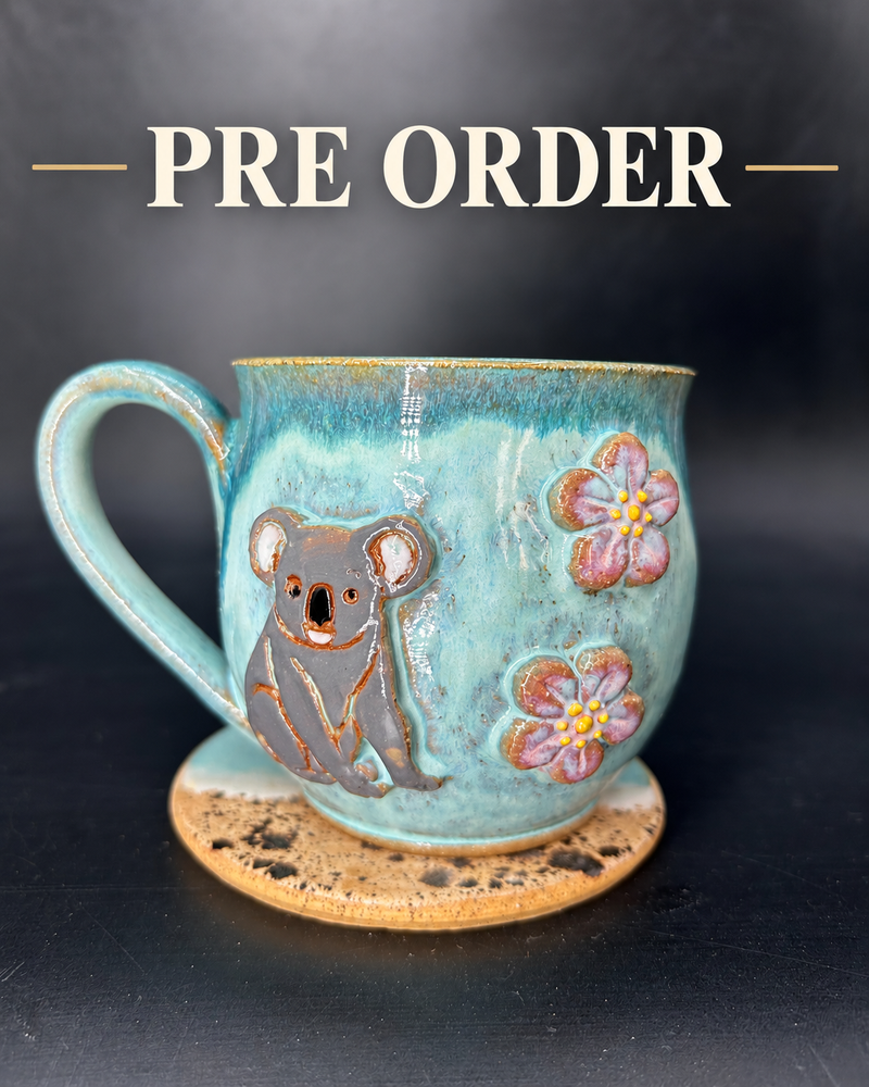 PRE ORDER - MEDIUM Australian koala / flower mug 2