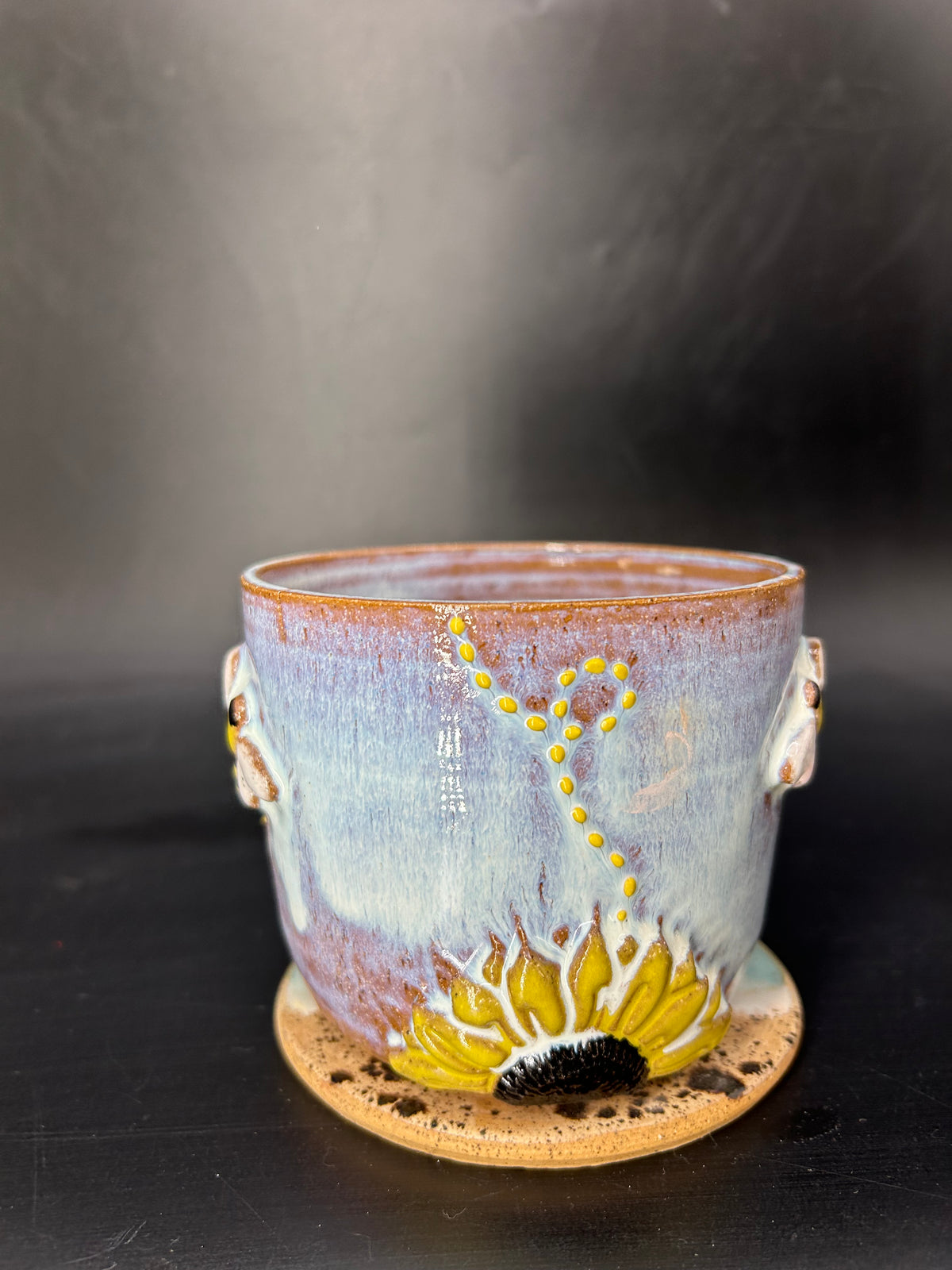 IMPERFECT wrap around flower / bee canister- no lid