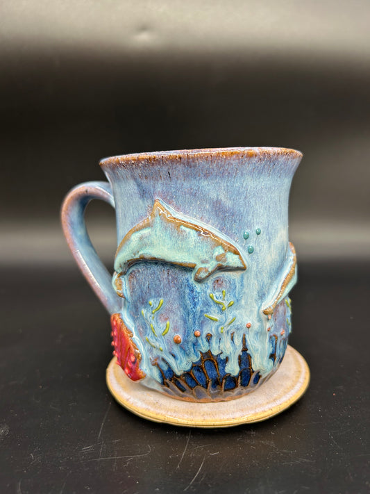 MEDIUM Wrap Around Dolphin Mug 2