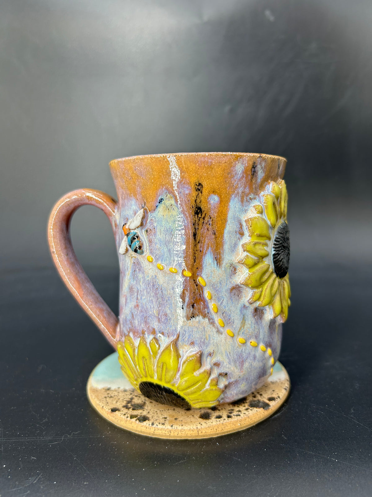 MEDIUM sunflower / bee mug 3