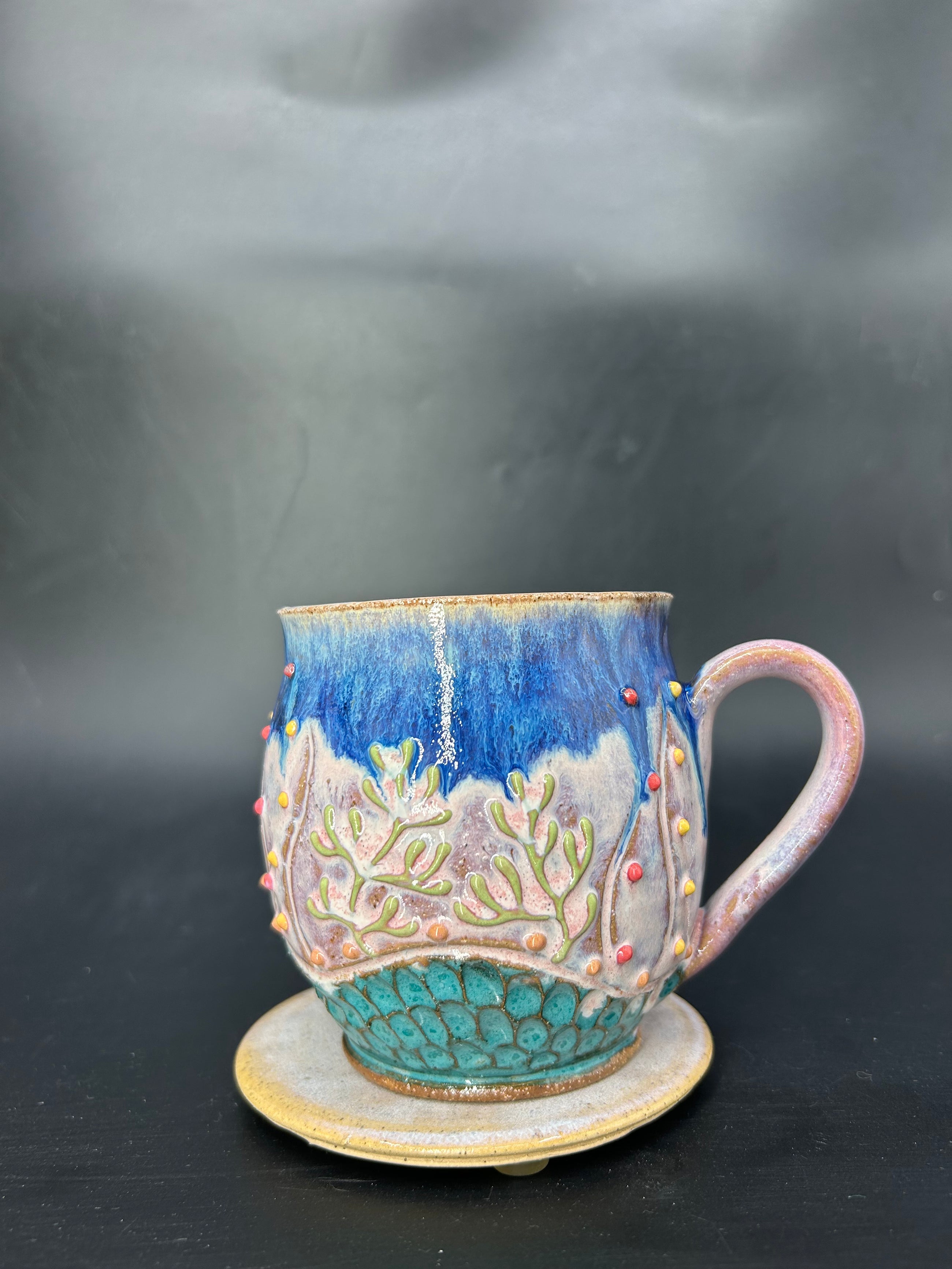 MEDIUM whale shark coral wrap around mug 8