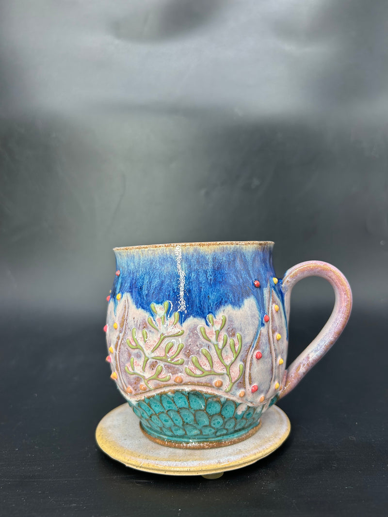MEDIUM whale shark coral wrap around mug 8