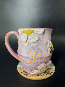 MEDIUM - Pink Bee / Flower Mug