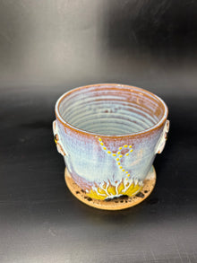 IMPERFECT wrap around flower / bee canister- no lid