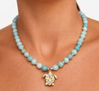 PRE ORDER 10 - Amazonite Natural Gemstone Necklace - Turtle Charm