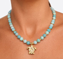 PRE ORDER 10 - Amazonite Natural Gemstone Necklace - Turtle Charm